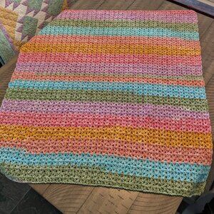 ** NEW ** Handmade / Hand Crocheted Baby / Toddler Afghan - Summertime Rainbow